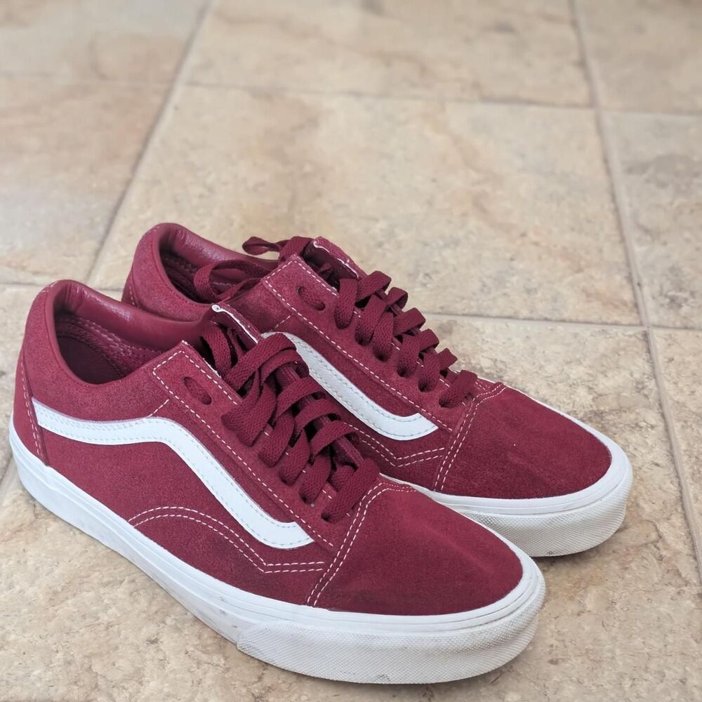 Vans Old Skool Burgandy Suede Sneakers Womens 8.5 Mens 7